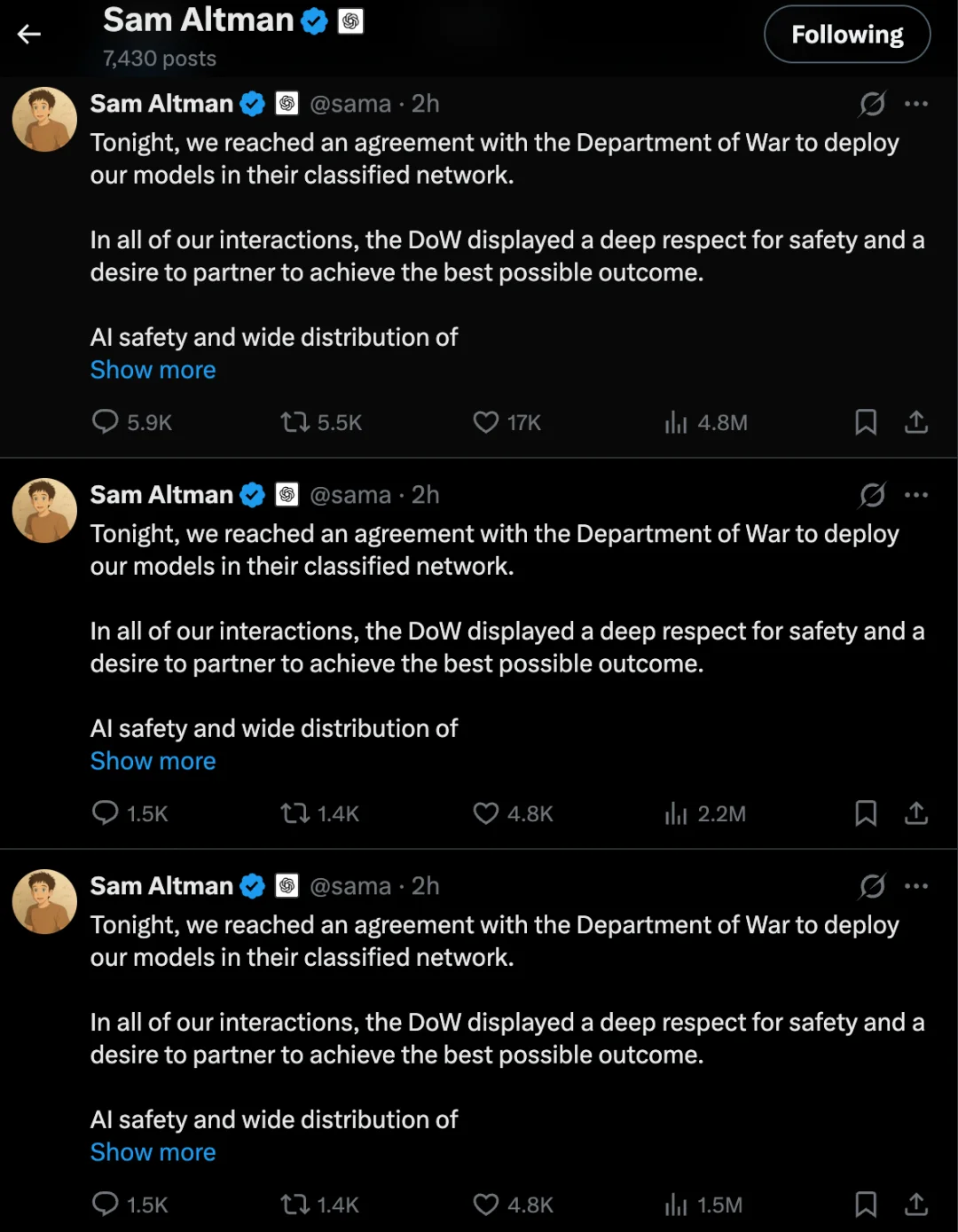 刚刚，奥特曼光速滑跪背刺Anthropic，OpenAI高调签下军方大单